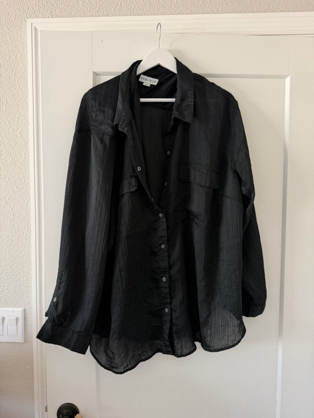Ava & Viv Black Button-Down Blouse